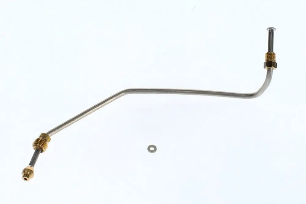 Bosch Zündgasrohr aus Metall mit goldenen und verchromten Anschlussstücken, gewundenem Design und einer Dichtung unterhalb der Befestigung.
